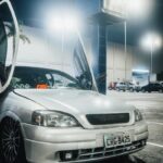 Opel car modified with performance suspension and alloy wheels